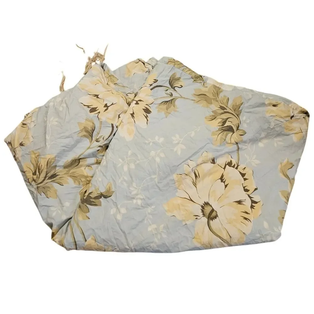 Pottery Barn Winter Poppy Queen/Full Duvet Cover Blue Floral Cotton Cottage